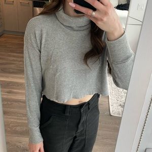 Aritzia - TNA Waffle Long Sleeve Turtleneck, Grey